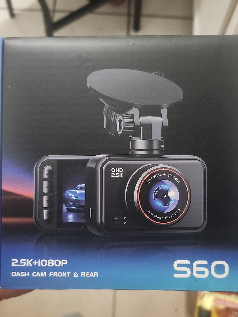S60 Dash Cam 2.5K + 1080P Front & Rear - Black
